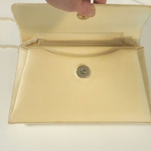 La Sera By Franchi Cream Silk Evening Clutch Bag - Picture 5 of 13